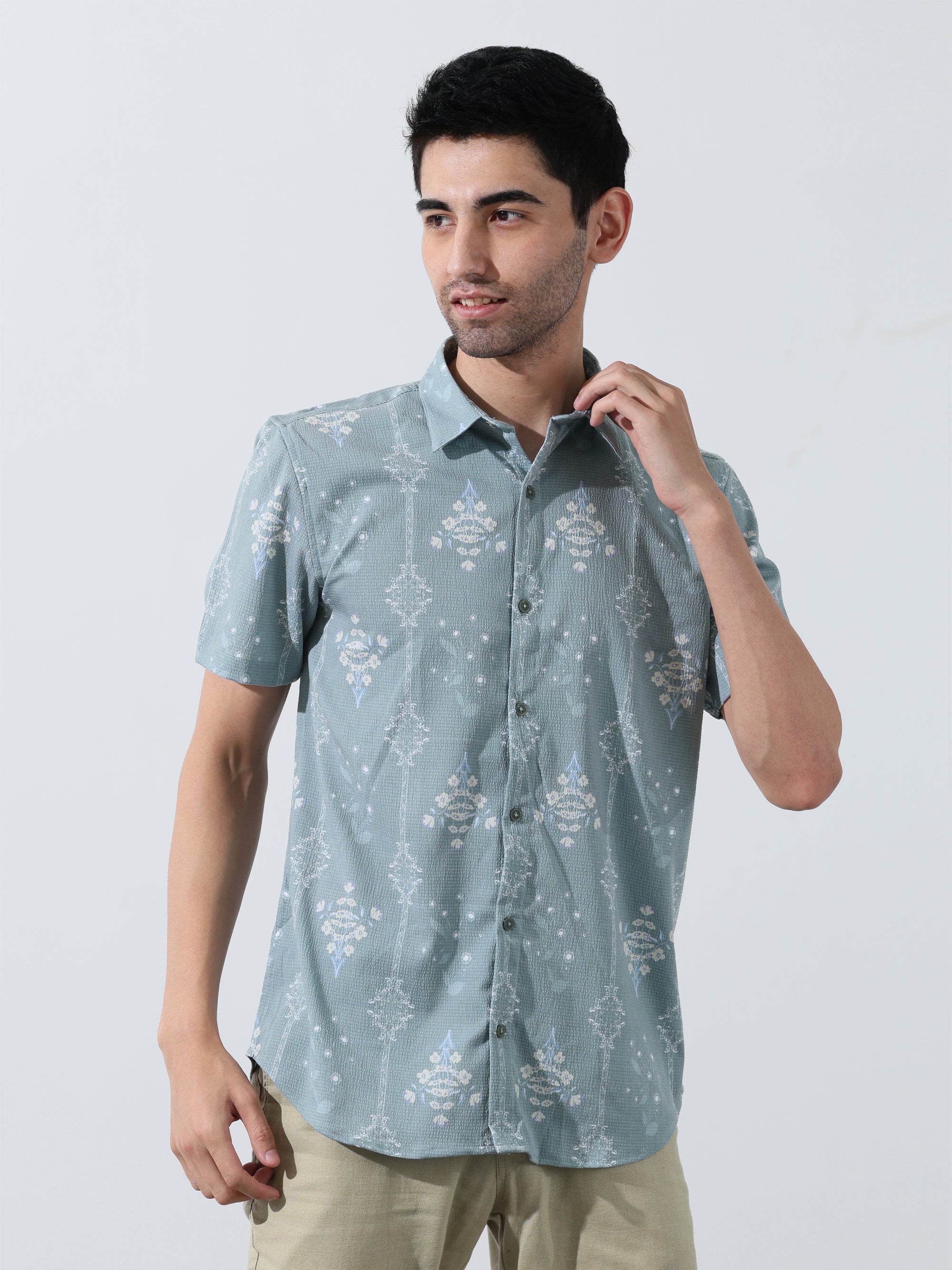 Mens Seamist green half sleeve shirts - Address