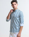 Teal Tranquility Slim Fit Full Sleeve