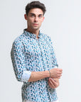 Teal Tranquility Slim Fit Full Sleeve