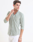 Laurel Green Elegance Slim Fit Full Sleeve