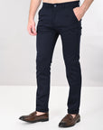 Comfort Fit Navy Blue Cotton Pants