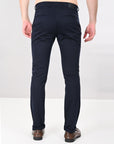 Comfort Fit Navy Blue Cotton Pants