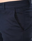 Comfort Fit Navy Blue Cotton Pants