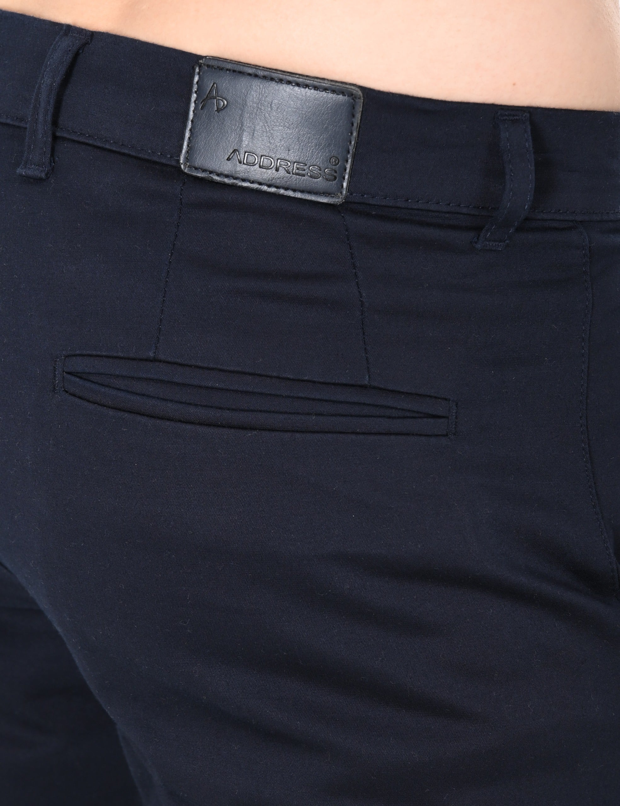 Comfort Fit Navy Blue Cotton Pants