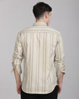 Beige striped supima slim fit shirt