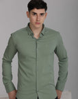 Sage green full sleeve slim shirt