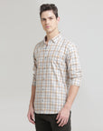 Check Printed Ivory Slim Fit Shirt: Versatile Style for Every Occasion