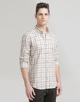 Check Printed Ivory Slim Fit Shirt: Versatile Style for Every Occasion