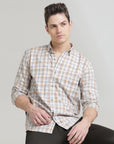 Check Printed Ivory Slim Fit Shirt: Versatile Style for Every Occasion