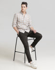 Check Printed Ivory Slim Fit Shirt: Versatile Style for Every Occasion