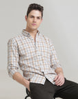 Check Printed Ivory Slim Fit Shirt: Versatile Style for Every Occasion