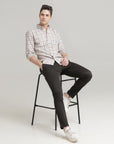 Check Printed Ivory Slim Fit Shirt: Versatile Style for Every Occasion