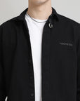 Black Classic Fit Heavy Twill Shirt: Hidden Placket, All-Day Comfort