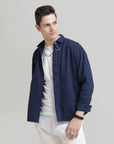 Navy Classic Fit Heavy Twill Shirt with Hidden Placket