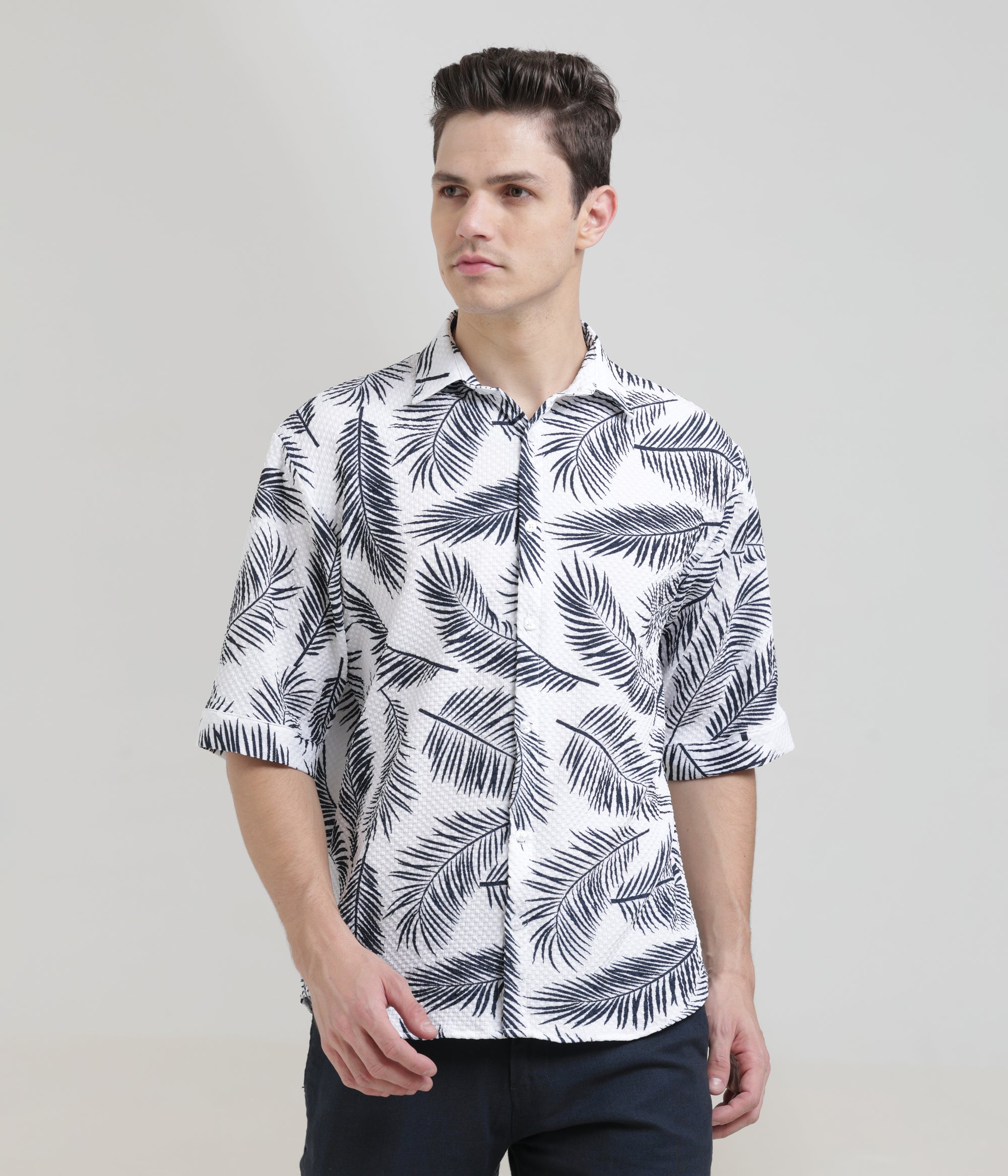 Oversized Printed Shirt in Imported Fabric