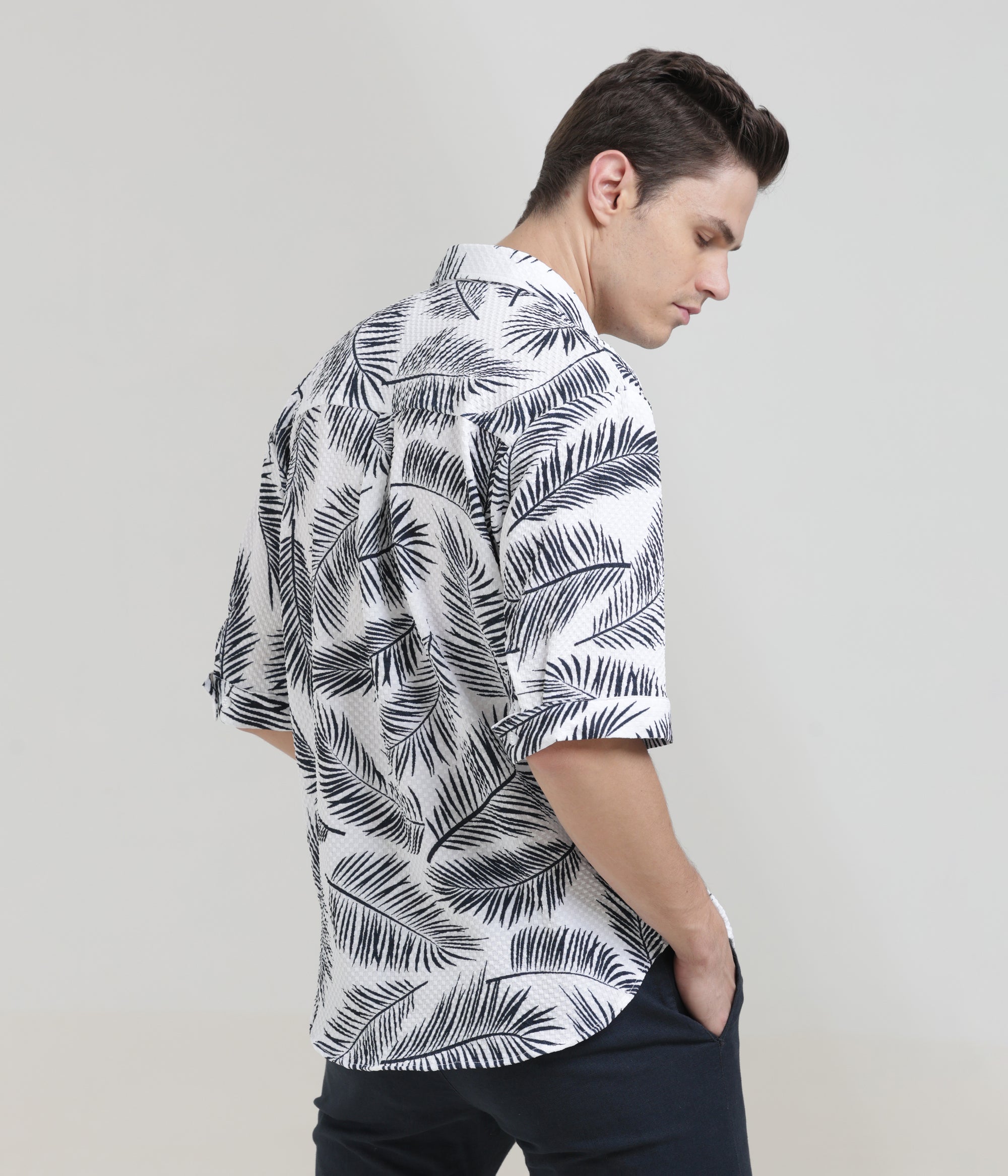 Oversized Printed Shirt in Imported Fabric