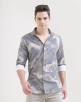 Beige Printed Slim Fit Shirt: Versatile Classic for Every Occasion