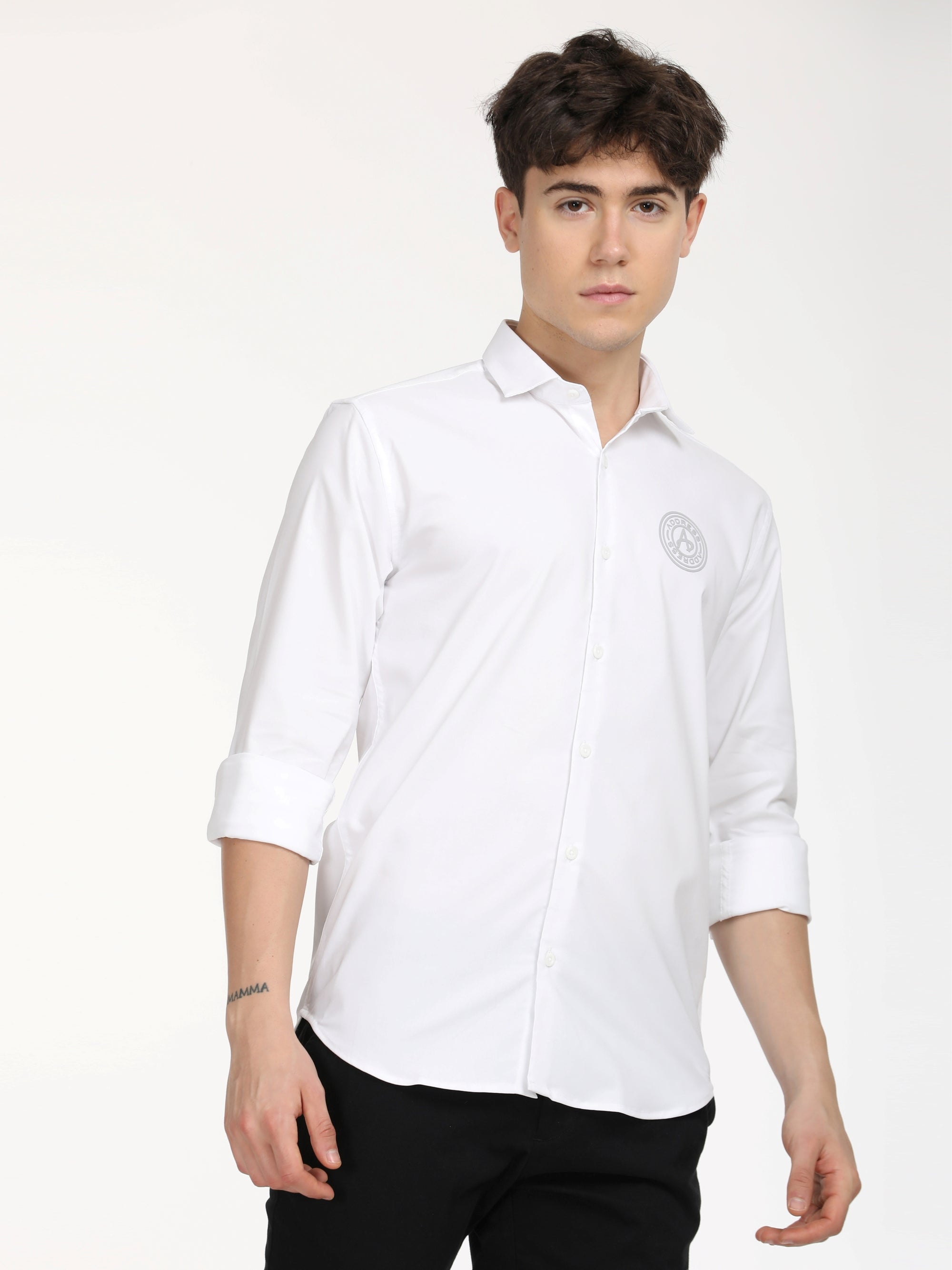 Slim Fit White Full Sleeve Shirt