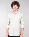 Tea green striped supima slim fit shirt