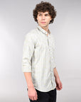 Tea green striped supima slim fit shirt