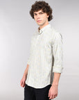 Tea green striped supima slim fit shirt