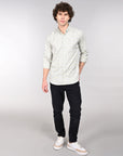 Tea green striped supima slim fit shirt