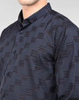 Navy blue and grey supima slim fit shirt