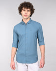 Slate blue full sleeve slim fit shirt