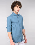 Slate blue full sleeve slim fit shirt