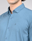 Slate blue full sleeve slim fit shirt