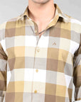 Tan check full sleeve regular fit shirt