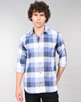 Blue check regular fit full sleeve shirt