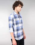 Blue check regular fit full sleeve shirt