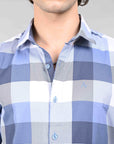 Blue check regular fit full sleeve shirt