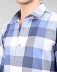 Blue check regular fit full sleeve shirt