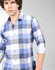 Blue check regular fit full sleeve shirt