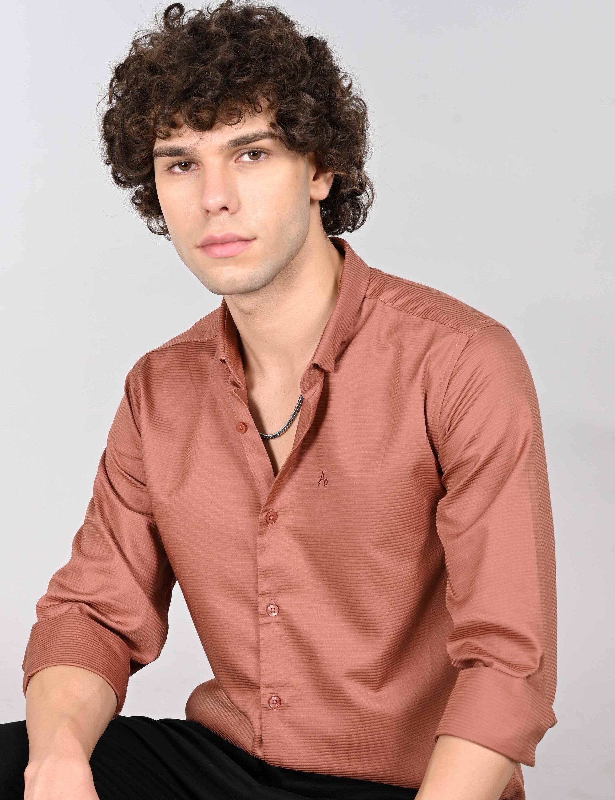 Russet brown supima slim fit shirt