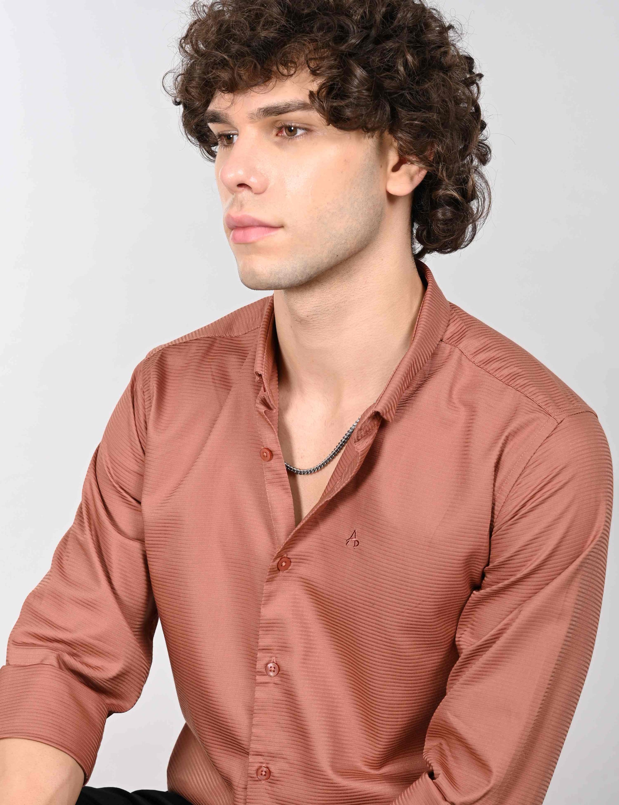 Russet brown supima slim fit shirt