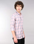 Dusty Pink supima slim fit check shirt