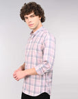 Dusty Pink supima slim fit check shirt