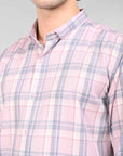 Dusty Pink supima slim fit check shirt