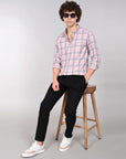 Dusty Pink supima slim fit check shirt