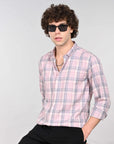 Dusty Pink supima slim fit check shirt