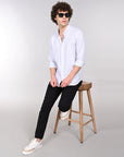 Full sleeve slim fit white shirt