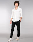 Puffy pattern white slim fit shirt