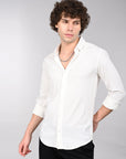 Puffy pattern white slim fit shirt