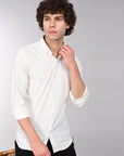 Puffy pattern white slim fit shirt