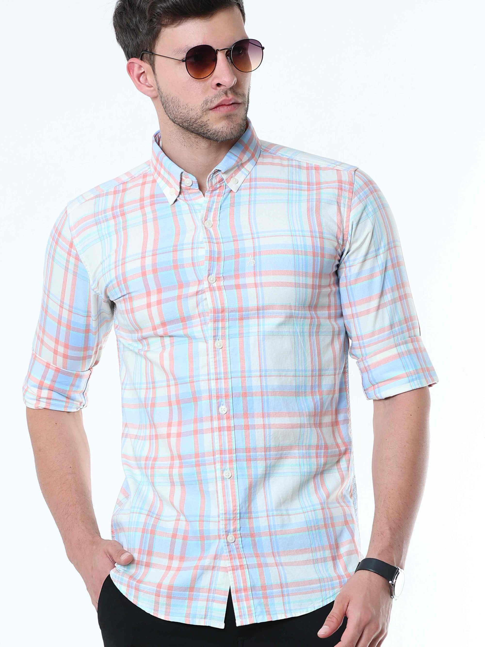 Plaids Cream Classy Check Shirt