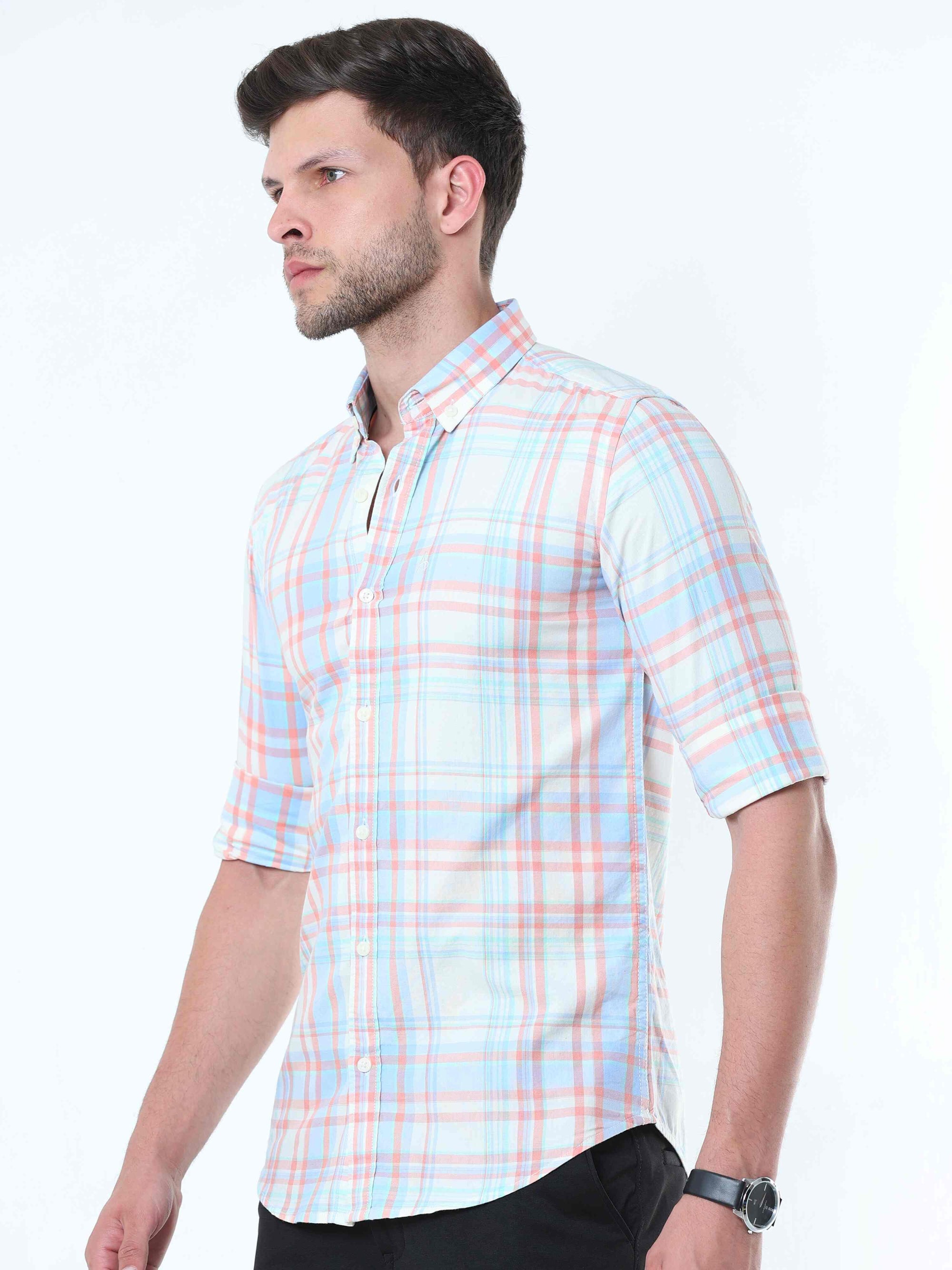 Plaids Cream Classy Check Shirt