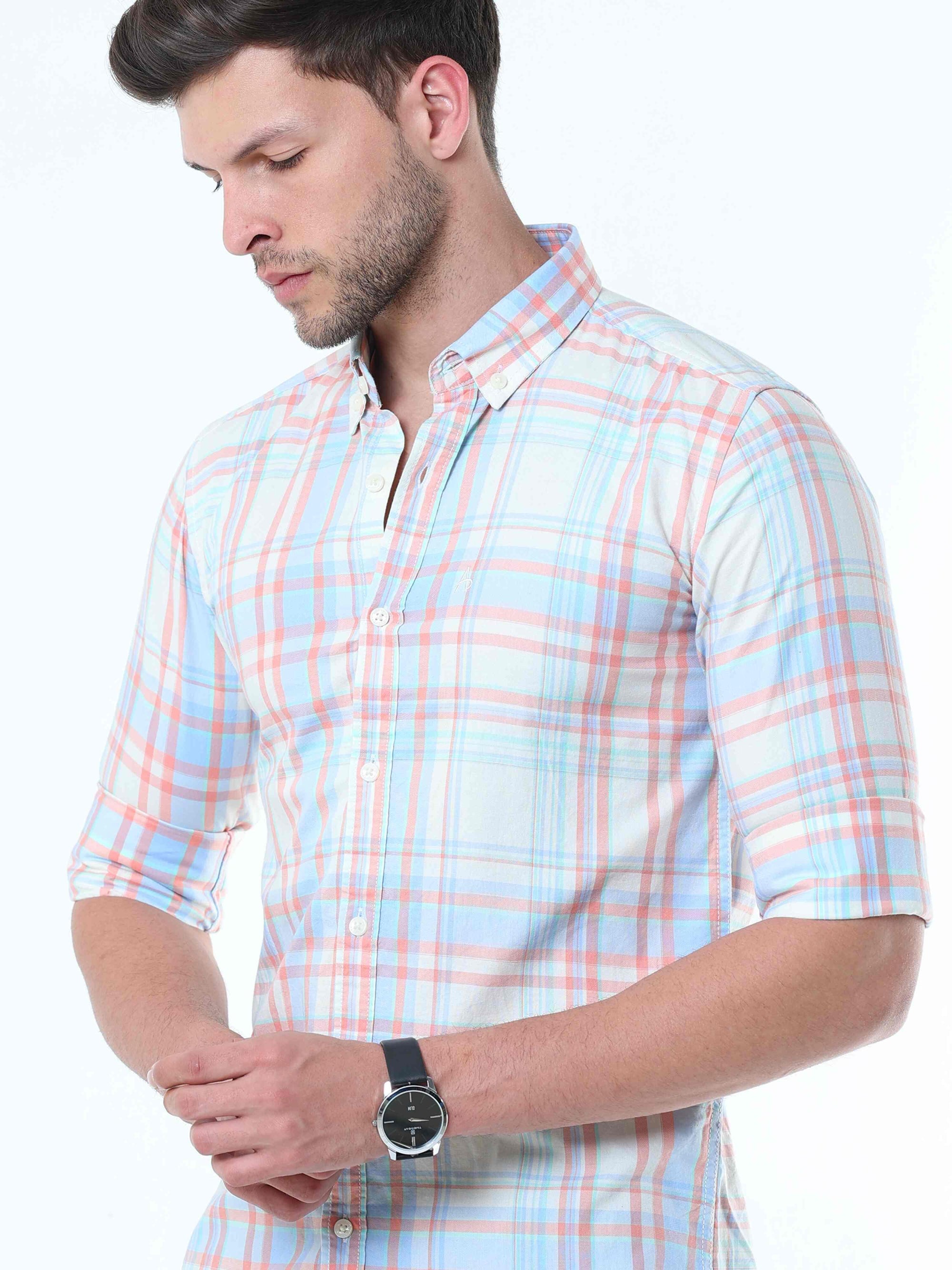 Plaids Cream Classy Check Shirt